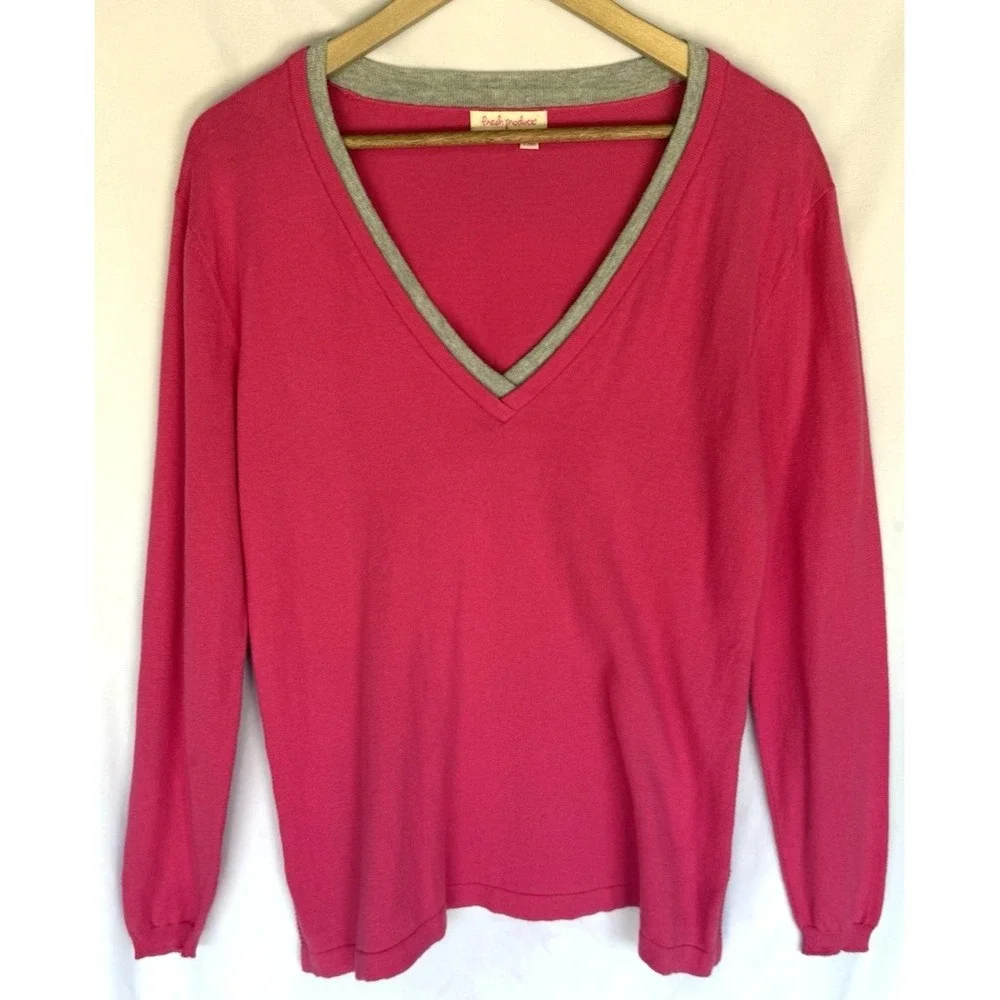 Lot 2 Fresh Produce Womens V Neck Tunic Sweater Size L Casual Comfort Lightweigh - Picture 10 of 16